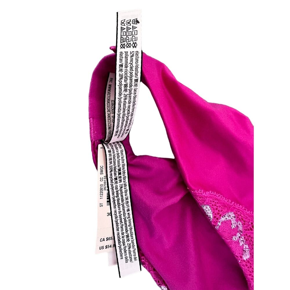 Victoria's Secret Very Sexy Push-Up Bra 36B Hot Pink With Lace Embroidery NWT - Picture 6 of 7